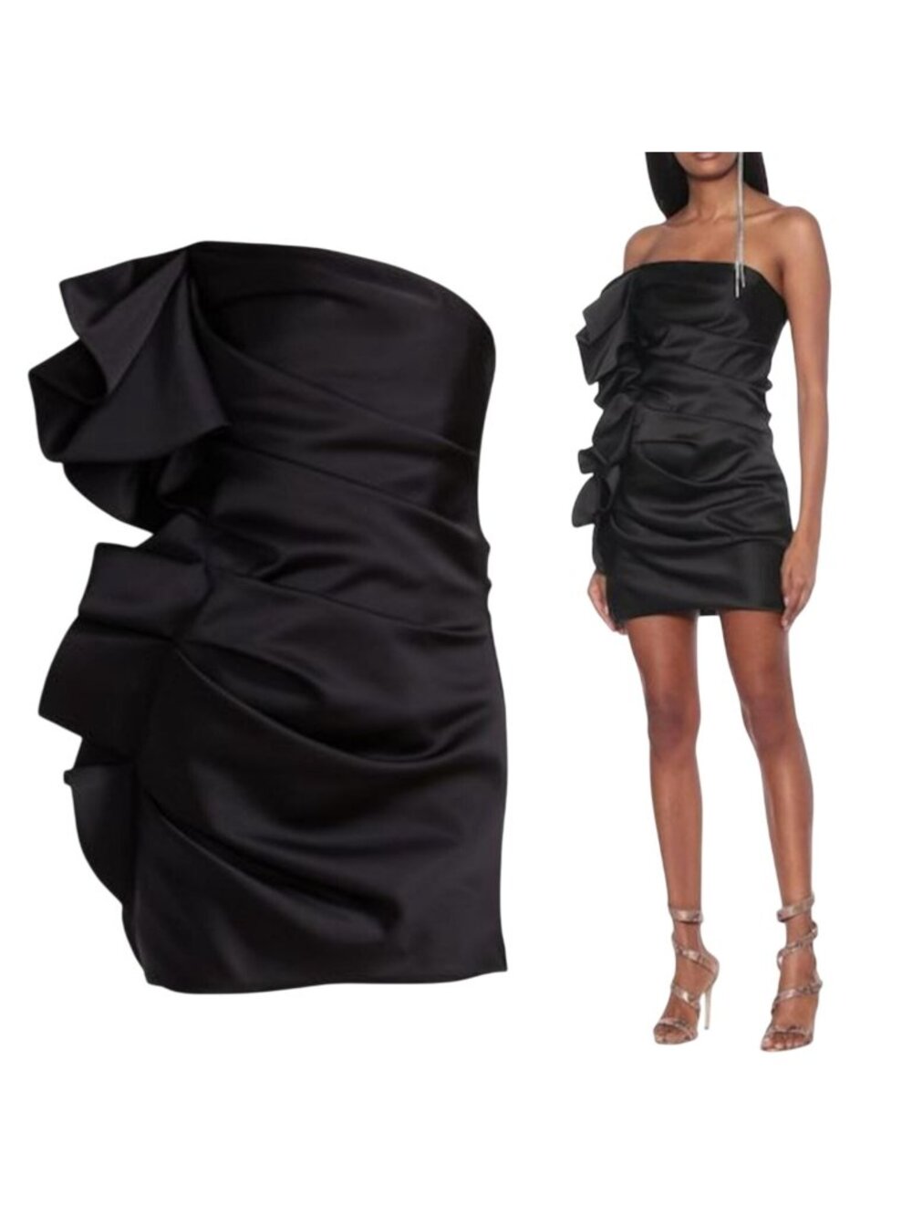 Alexandre Vauthier $2550 Black Strapless Ruffle Mini Dress Y2K Prom Cocktail